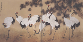 陈之佛国画 松龄鹤寿
