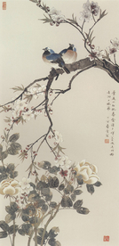 陈之佛国画 桃花春禽