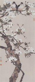 陈之佛国画 樱花小鸟