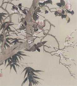 陈之佛国画 飞鸟迎春