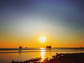 夕阳湖畔