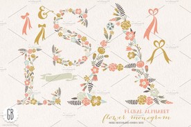 花卉字母素材26个