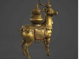3Dmax 钱鹿雕像铜像摆件