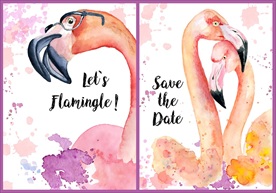 手绘水彩火烈鸟