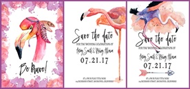 水彩手绘火烈鸟