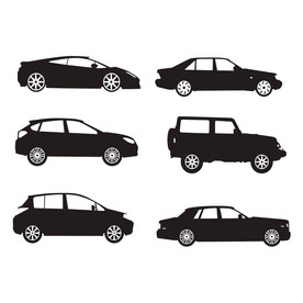 手绘轿车剪影插画