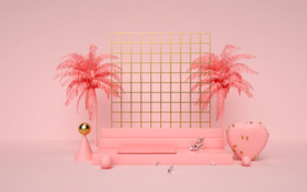 粉色简约舞台背景图片简约展台