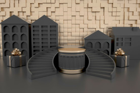 C4D模型黑金风格电商立体场景