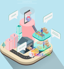 2.5d物流仓储ai矢量图