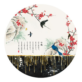 新中式红梅花鸟装饰画