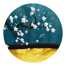 新中式轻奢白色花鸟装饰画