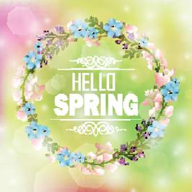 圆形花框春天的主题背景