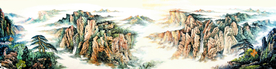 巨幅国画 山水画 装饰画 新背