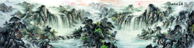 巨幅国画 山水画 装饰画 新背