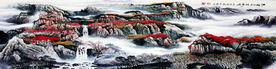 巨幅国画 山水画 装饰画 新背