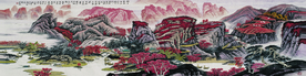 巨幅国画 山水画 装饰画 新背