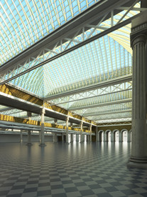 C4D 模型建筑室内大厅大堂