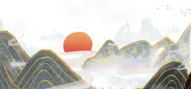金线烫金山水壁画