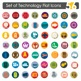 56个技术主题的扁平化图标