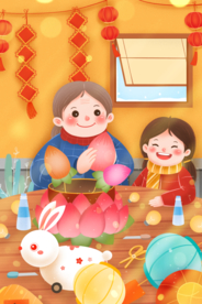 元宵节插画海报