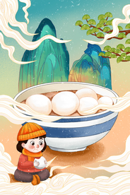 元宵节插画海报