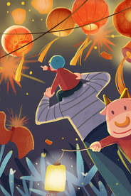 元宵节插画海报