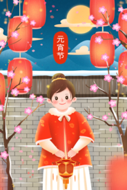 元宵节插画海报