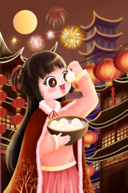 元宵节插画海报