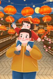 元宵节插画海报