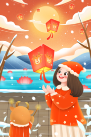 元宵节插画海报