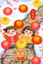 元宵节插画海报