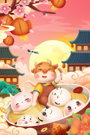 元宵节插画海报