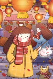 元宵节插画海报