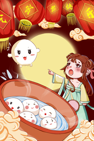 元宵节插画海报