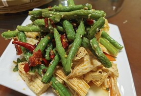 干煸四季豆  凉拌腐竹