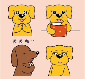 金毛卡通漫画手绘可爱