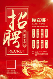 中国龙红底招聘海报