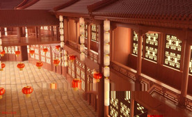 C4D模型街道建筑古代