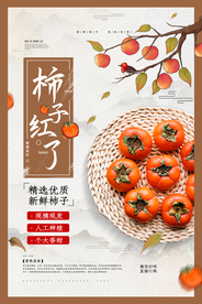 柿子红了水果促销活动海报素材