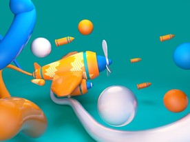 C4D模型蓝色风格电商立体场景