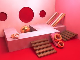 C4D模型红色风格电商立体场景