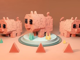 C4D模型粉色风格电商立体场景