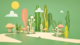 春天小清新c4d海报夏日背景