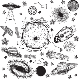 创意卡通手绘太空地球星球宇宙