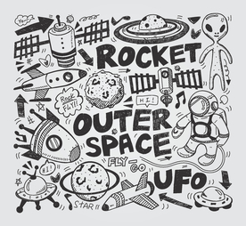 创意卡通手绘太空地球星球宇宙