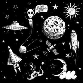 创意卡通手绘太空地球星球宇宙