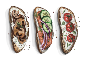 水彩法式三明治