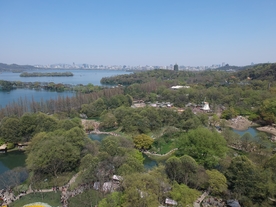 航拍公园西湖太子湾