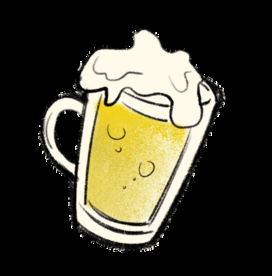 卡通免扣素材一杯泡沫丰富的啤酒