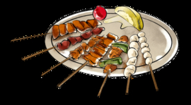 卡通免抠素材烧烤烤串盘子